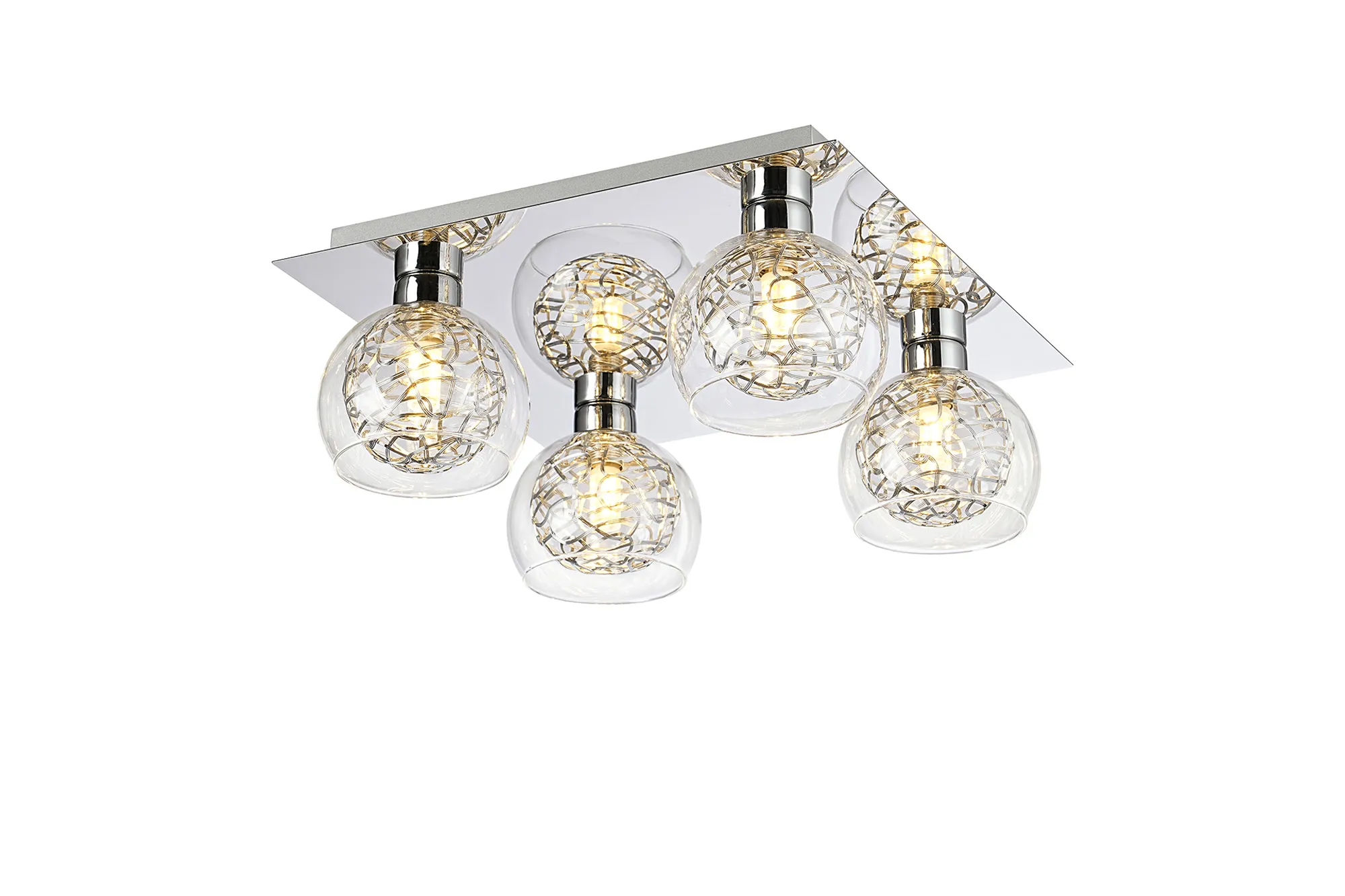 D0764  Talia Glass Flush Ceiling 4 Light Polished Chrome